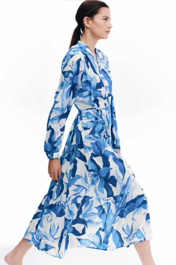 Flowing Botanical Shirt Dress